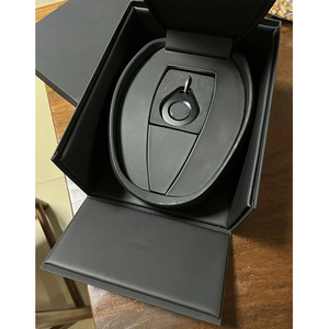 Luxury Black Flip Top Gift Box for Car <b>Key</b> Watch Jewelry Oval Inner Tray PU Leather Packaging Case - Product Image 1
