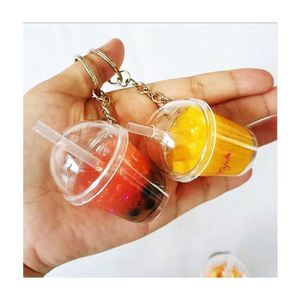 Wholesale High Quality Harmless Custom Clean Acrylic Charm Boba Milk Tea Keychain Solid - Product Image 1