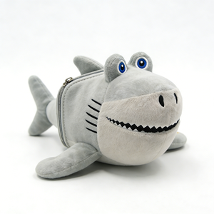 Estuche de lápices personalizado con forma de tiburón, estuche de lápices de peluche de tiburón, estuche de lápices con cremallera de tiburón gris, estuche de lápices con forma de animal. - Product Image 3