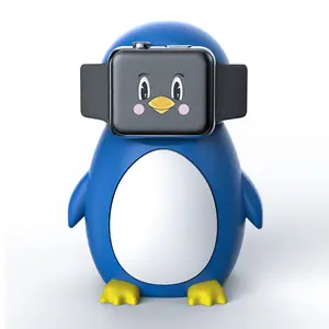 2023 Silicone Charger Stand for Apple Watch 7 6 5 4 3 2 1 SE Cartoon Penguin Charging Dock Holder for iWatch Desktop Station