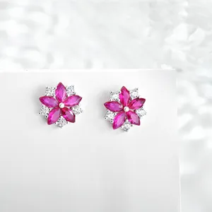 New 925 Silver 5A Zircon Snowflake Earring Necklace Women's Luxury Small Flowers Daisy Petal Collar Chain Wedding Jewelry Set
