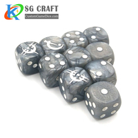 Dés à six faces personnalisés en gros, points colorés, coins droits, 10 mm, 16 mm, dés personnalisés noir et blanc