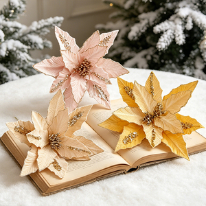 Decorazioni Floreali Natalizie all'Ingrosso a Buon Prezzo per Alberi di Natale, Fiori Natalizi Personalizzati di Alta Qualità con Glitter Fatti a Mano - Product Image 2