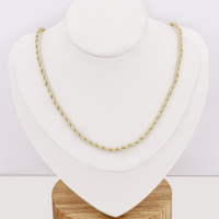 Chaîne de cou en or plaqué or 14 carats, style hip-hop, maillons torsadés, épaisse, 22'', 24'', 26'', 3 mm, pour femme