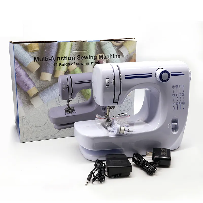 Mini máquina de costura, pequena máquina de costura para uso doméstico com braços longos, industrial, singer, overlock, stitch, elétrica, de costura, machineufr-608