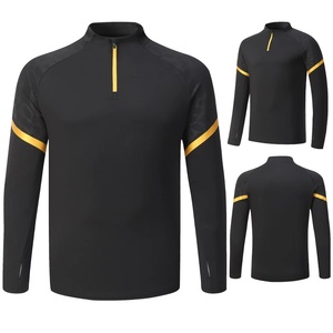 Ensemble de survêtement de football d'hiver à manches longues pour hommes et femmes, en polyester et élasthanne, col rond uni, achat en gros, uniforme de match à demi-zip - Product Image 5