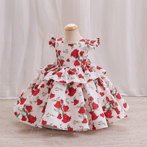 Flores niñas vestido verano sin mangas moda elegante pequeña princesa vestido baile cumpleaños fiesta disfraz 2-10 años <span class=keywords><strong>ropa</strong></span> para niños - Product Image 4
