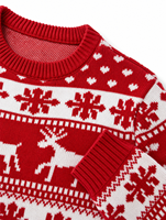 Pull personnalisé pour femme, motif Fair Isle de Noël, tricoté à la machine, motif renne, col rond, anti-plis, respirant