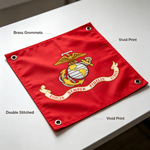 Bandiera del Corpo dei Marines degli Stati Uniti 3x5 piedi 100% Poliestere Aquila Globo Ancora Semper Fidelis con occhielli in ottone e doppia cucitura per esterni - Product Image 4