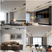 Plafond encastré noir blanc de haute qualité 2 lignes lumière sur rail magnétique en aluminium Cob lumière de calandre pliable pour magasin de salon