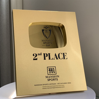Plaque en alliage d'aluminium avec logo personnalisé, bouton de lecture, trophée en cristal gravé au laser, durable, cadeaux pour événements d'entreprise