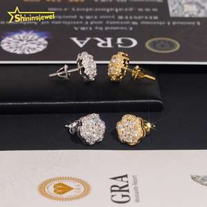 USA Lokale Voorraad Pass Diamond Tester Ronde Diamant 925 Zilver Cluster 9.2mm Iced Out VVS Moissanite Sieraden Hip Hop Stud Oorbellen - Product Image 6