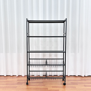 Étagères de rangement métalliques de haute qualité à 4 niveaux, étagères de rangement pour entrepôt, étagères amovibles avec roulettes pour une utilisation en cuisine - Product Image 4