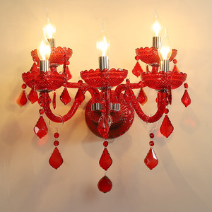 Modern Art Red Glass Wall <strong>Light</strong> Luxury Crystal <strong>Sconce</strong> for Hotel Lobby Restaurant Contemporary Interior Lighting - Product Image 3