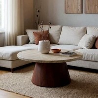 Ensemble de tables basses compactes de style Wabi-sabi, modernes et minimalistes, en pierre naturelle, pour petits appartements