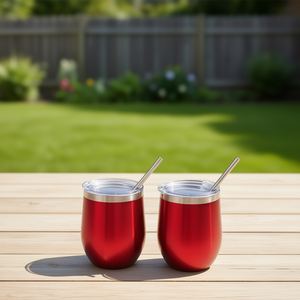 Stainless Steel Wine Tumblers 12Oz Stemless With Lid And Straw Double Wall Vacuum <b>Insulated</b> For Outdoor Use - Product Image 2