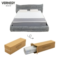 VERNSSY Modernes Luxuriöses Faltbares Komprimiertes Umweltfreundliches Weiches Bett mit Eisenrahmen, Stoffpolsterung und Abnehmbarem Bezug in Niedriger Höhe, King-Size