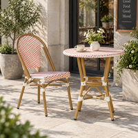 Chaise de salle à manger moderne en rotin PE pour l'extérieur, avec structure en alliage d'aluminium, empilable, pour restaurant, café, mobilier de terrasse
