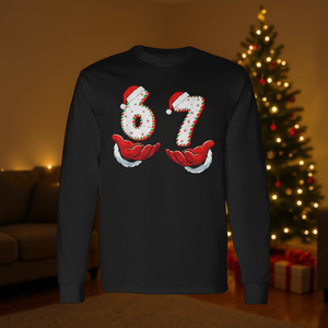 T-shirt à manches longues avec motif Number 67 Christmas Santa Hands Gen Alpha Slang Meme - Product Image 3