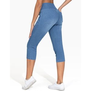 FOXA Jeggings en jean capri pour femme, effet ventre plat, coupe skinny, avec poches - Product Image 2