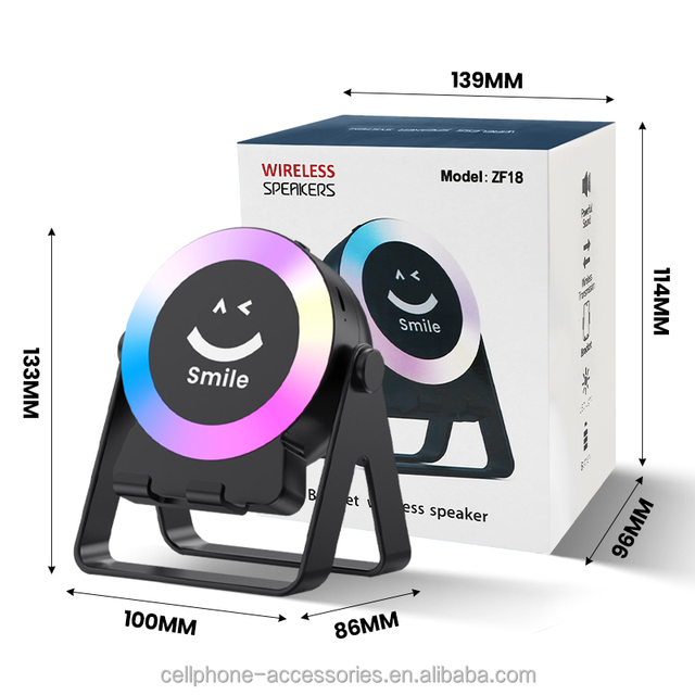 Mutilfuction Smart Bluetooth Speaker with Phone Mount Custom RGB Mood Light Sensor Mode Portable Wireless Speaker for Phone