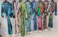 Kimono Tie-Dye sutra murni Vintage buatan tangan gaun pakaian rumah bergaya nyaman untuk musim semi musim panas sempurna OOTD