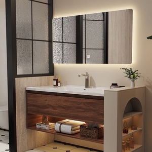 Современный туалетный столик из массива дерева, водостойкий шкаф с двойной раковиной для фермерского дома или школьной раковины, туалетный столик - Product Image 2