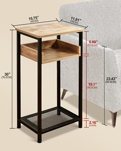 30-Inch Tall <strong>Rustic</strong> Wooden Side <strong>Table</strong> for Bedroom Small <strong>Bedside</strong> or Entryway Furniture Home Use - Product Image 2