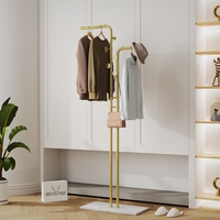 Metal askılık: çift kutuplu kıyafet rafı ücretsiz ayakta manto askısı standı şapka standı ile 5 Hooks odası yatak odası ofis için