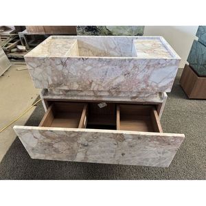 <span class=keywords><strong>Vasque</strong></span> de salle de bain en marbre vert naturel fait main, moderne, autoportante, avec dessus de plan et tiroirs, sur mesure - Product Image 3