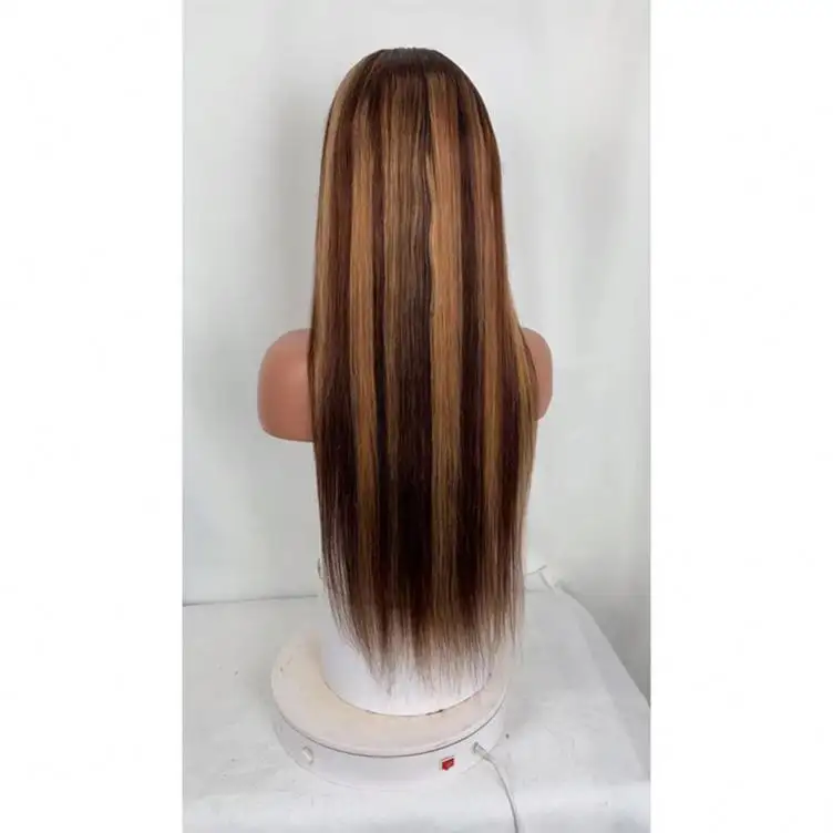 Hot selling Virgin malaysian 100% human hair piano color wigs Body Wave natural straight style highlight color lace front wigs