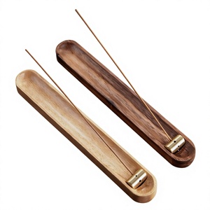 Plateaux porte-encens en bois résistant au feu, coffrets cadeaux avec boules en laiton massif, brûleurs d'encens faits à la main, articles de décoration pour la maison - Product Image 1