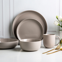 Vente en gros, grès blanc mu, assiettes en céramique personnalisées, ensemble de vaisselle pour restaurant