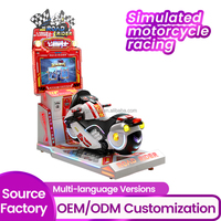 Simulateur de course de moto d'intérieur à monnayeur Enjoyplay avec pédales réglables, fonction de vibration et construction en bois et métal