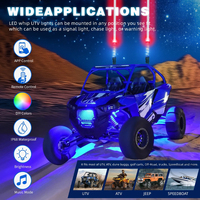 Lampe LED laser 2FT RGB avec effet de poursuite et projecteur de faisceau supérieur pour drapeau de sécurité, idéale pour UTV, RZR, dunes de sable, conduite de nuit, 12V