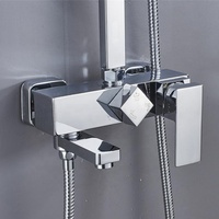 Douche Ajustable Luxe Mural Laiton Carré Bain Mitigeur Chrome Pleine Pluie Salle de Bain Douche Ensemble