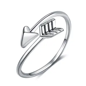 Vintage Open Band Finger Thumb Ring Jewelry 925 Sterling Silver Adjustable Arrow Rings for Women Men