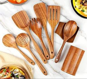 Ensemble d'ustensiles de cuisine en bois modernes et résistants à la chaleur pour la maison, cuillères et spatules, à prix abordable - Product Image 3