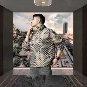 Chaqueta informal de moda para hombre, ropa de calle de otoño, Abrigo con capucha de tela tejida, chaqueta de cuero con cremallera, estilo informal con letras para hombre - Product Image 3