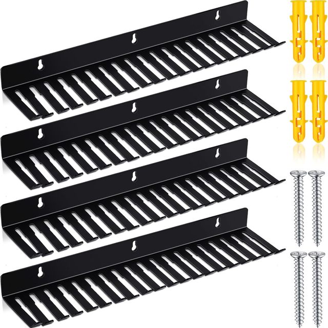 Wall Mountable Cable Hanger and Organizer,Black Cable Holder,Cable Storage Cord Rack Organizer with 19 Cable Slots Width From 5.