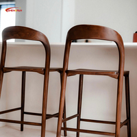 Tabourets de Bar Style Nordique en Bois Courbé, Chaises de Comptoir en Chêne à Dossier Ouvert