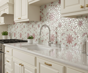 Mosaico de Vidrio DS MOSAIC para Decoración de Pisos de Balcón de Villas Modernas, Estilo Parqué, 8mm de Grosor, Lámina de 300x300mm para Diseño de Interiores - Product Image 2