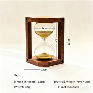 Temporizador de arena para sauna portátil de <span class=keywords><strong>15</strong></span> <span class=keywords><strong>minutos</strong></span>, reloj de arena de vidrio con marco de madera resistente, herramienta estable para el control del tiempo en sauna y baño - Product Image 3