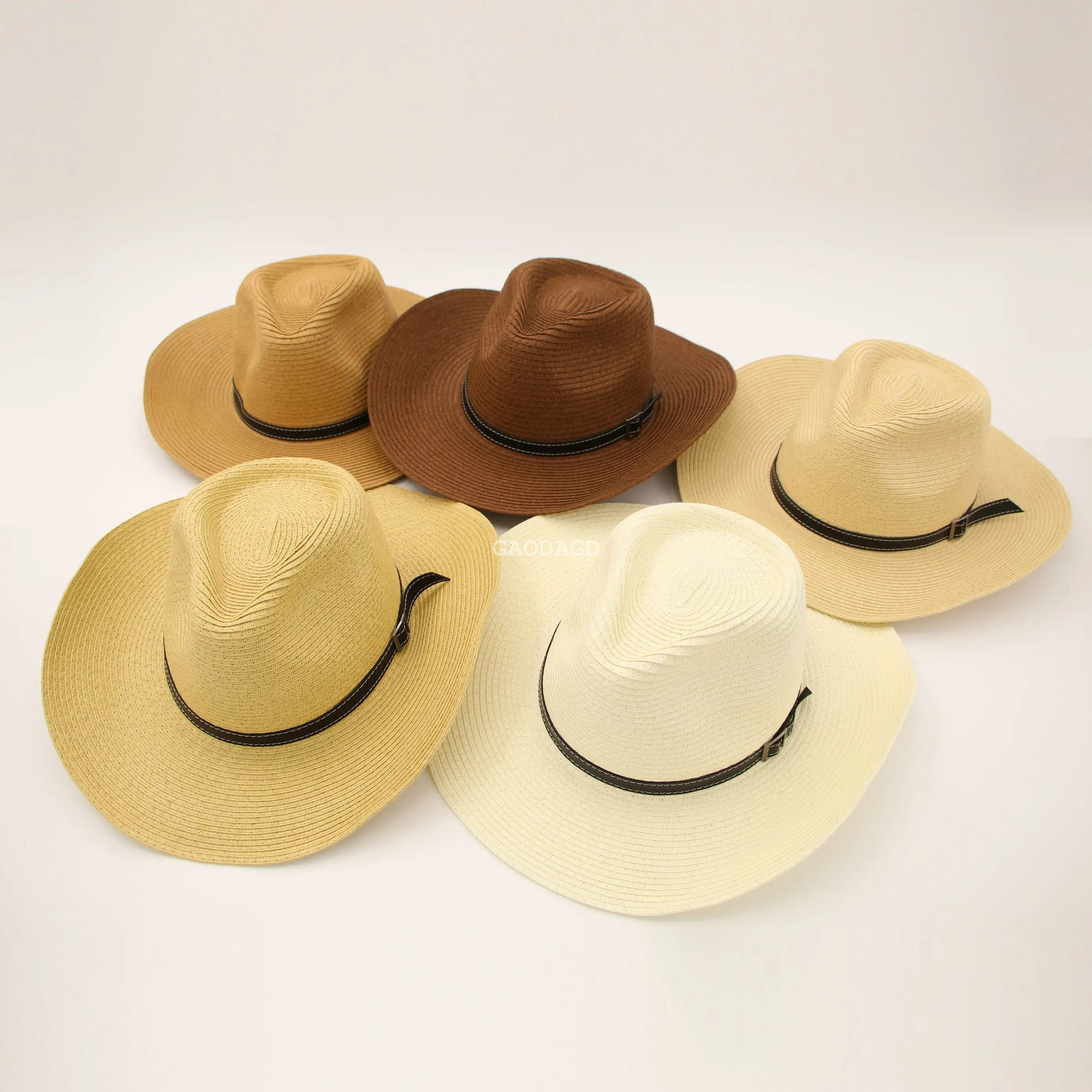 D toplu yeni batı tarzı kovboy şapkası çok renkli kağıt örgü Unisex için büyük ağız ile kovboy şapkası