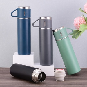 Ensemble de gourde en acier inoxydable à double paroi isolée, 2 tasses, base antidérapante, thermos anti-fuite, cadeau d'affaires, cadeaux classiques - Product Image 3