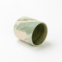 Pot à bougie en céramique fait main de 417 ml avec motif marbré vert rétro pour la décoration de la maison