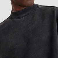 Sweat-shirt à col montant pour homme, coupe oversize, style vintage délavé à l'acide, en molleton bouclette 100% coton 400 g/m², modèle vierge