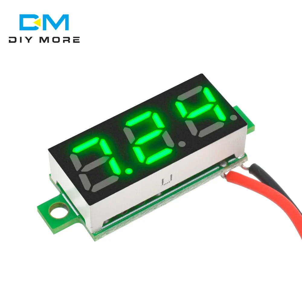 Green 0.28" 2 Wire Mini DC Digital Panel Voltmeter Panel Mount LED Voltage 