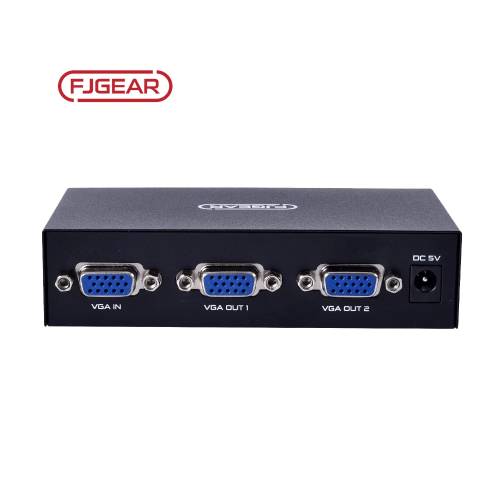 FJ-2002 FJGEAR 2 cổng VGA Splitter 200MHz 1 trong 2 ra 25 Mét truyền từ xa 1600*1280