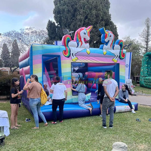 Castillo inflable comercial con tobogán, combo de juegos inflables para fiestas infantiles al aire libre, con diseño de unicornio. - Product Image 4